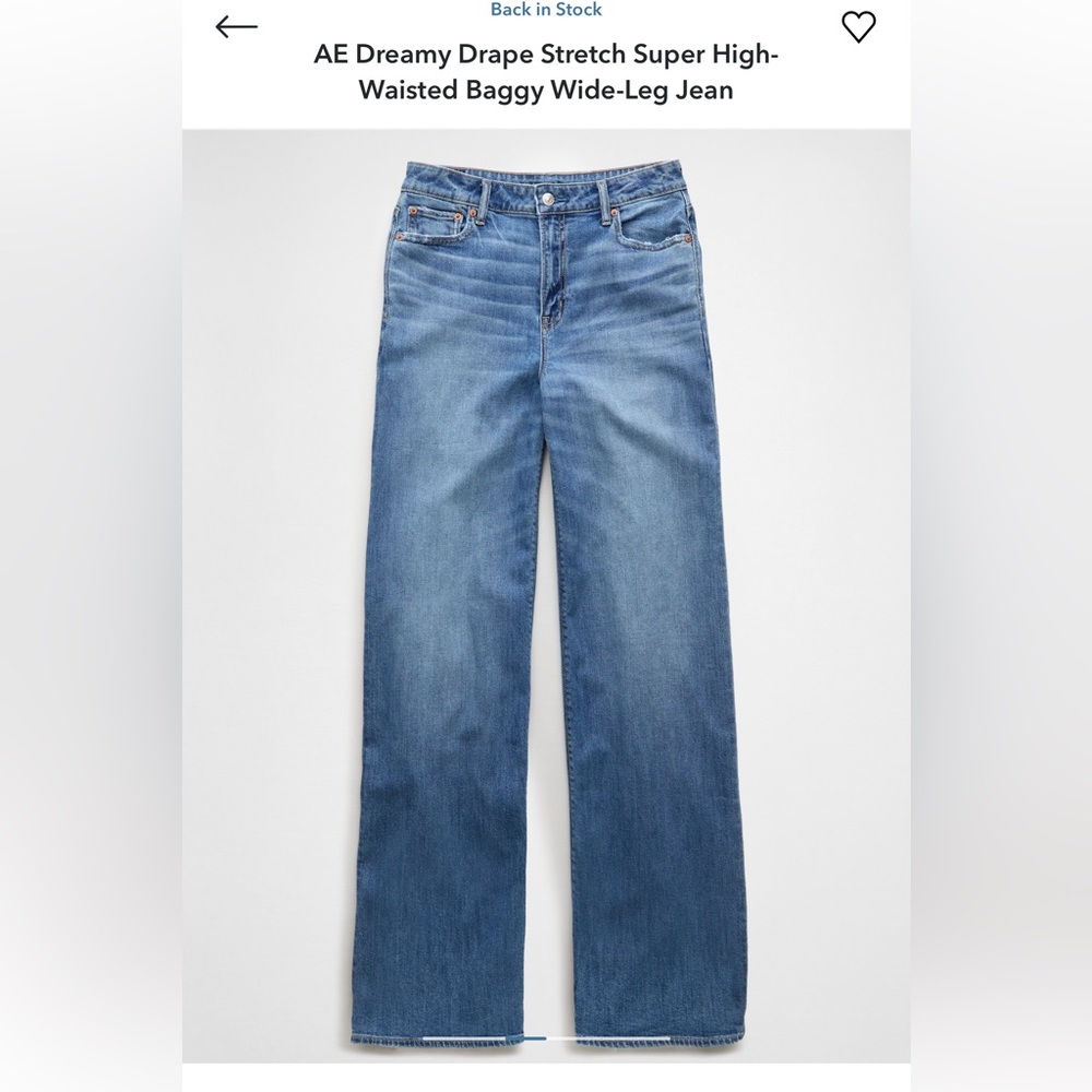 American Eagle Super High Rise Baggy Wide Leg Jeans | Size 12 Long | Light Wash - Picture 3 of 7